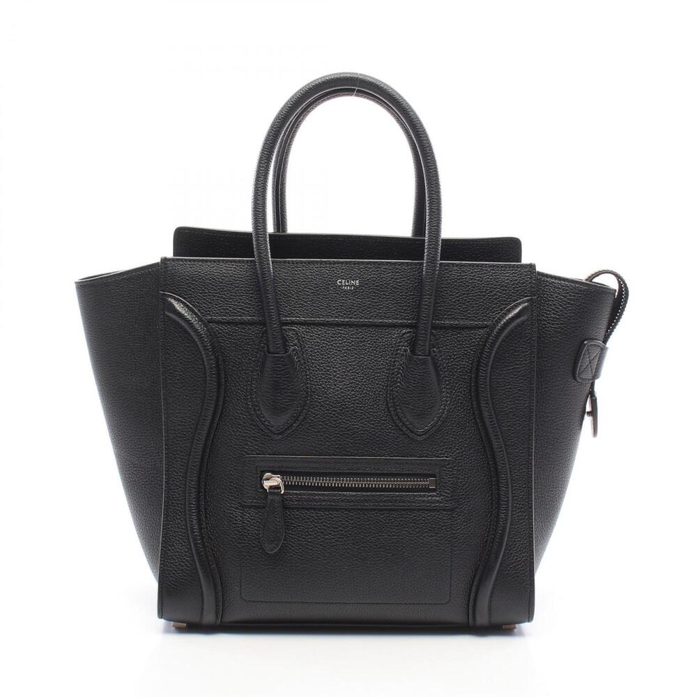 Celine Luggage Micro Shopper Handbag, Leather, Women's, Black
